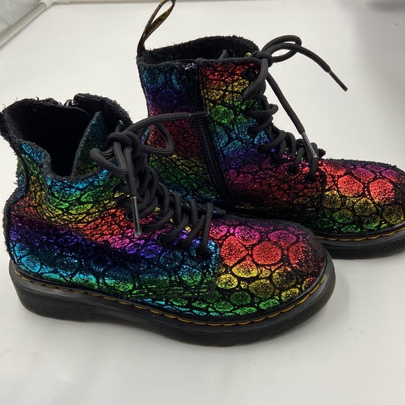 Dr Martens 1460 Pascal Glitter Kids Size US 13 Rainbow Ankle Boots - Picture 4 of 12
